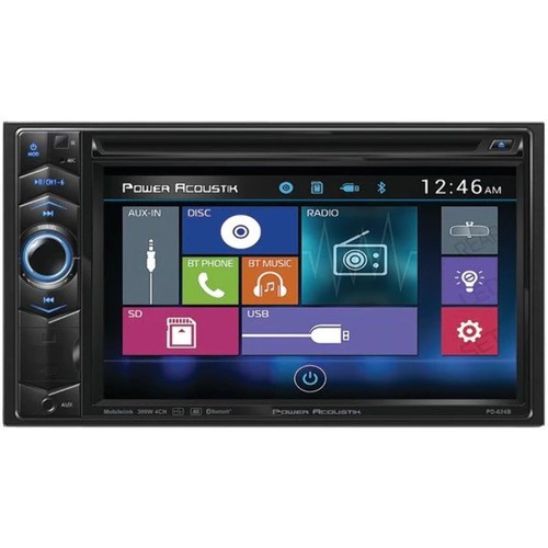 Power Acoustik PD-624B 6.2" Double-DIN in-Dash LCD Touchscreen DVD Receiver with