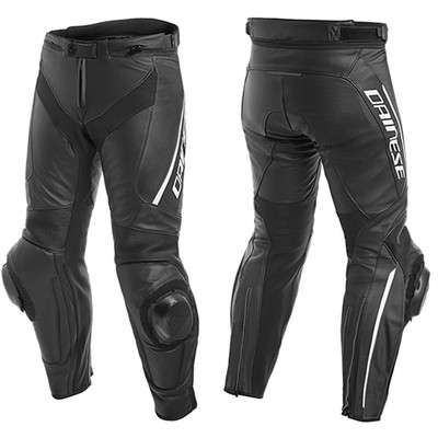 DAINESE DELTA 3 BLACK WHITE LEATHER MOTORCYCLE MOTORBIKE SPORTS BIKE PANTS