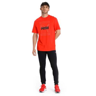 

Puma Светоотражающая футболка с круглым вырезом и коротким рукавом, мужская повседневная футболка размера, Оранжевый, Puma Reflective Graphic Crew Neck Short Sleeve T-Shirt