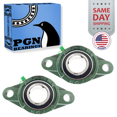 (2) UCFL206-20 Solid Base Pillow Block Flange Mounted Bearing 1-1/4'' Bore 2 Bolt