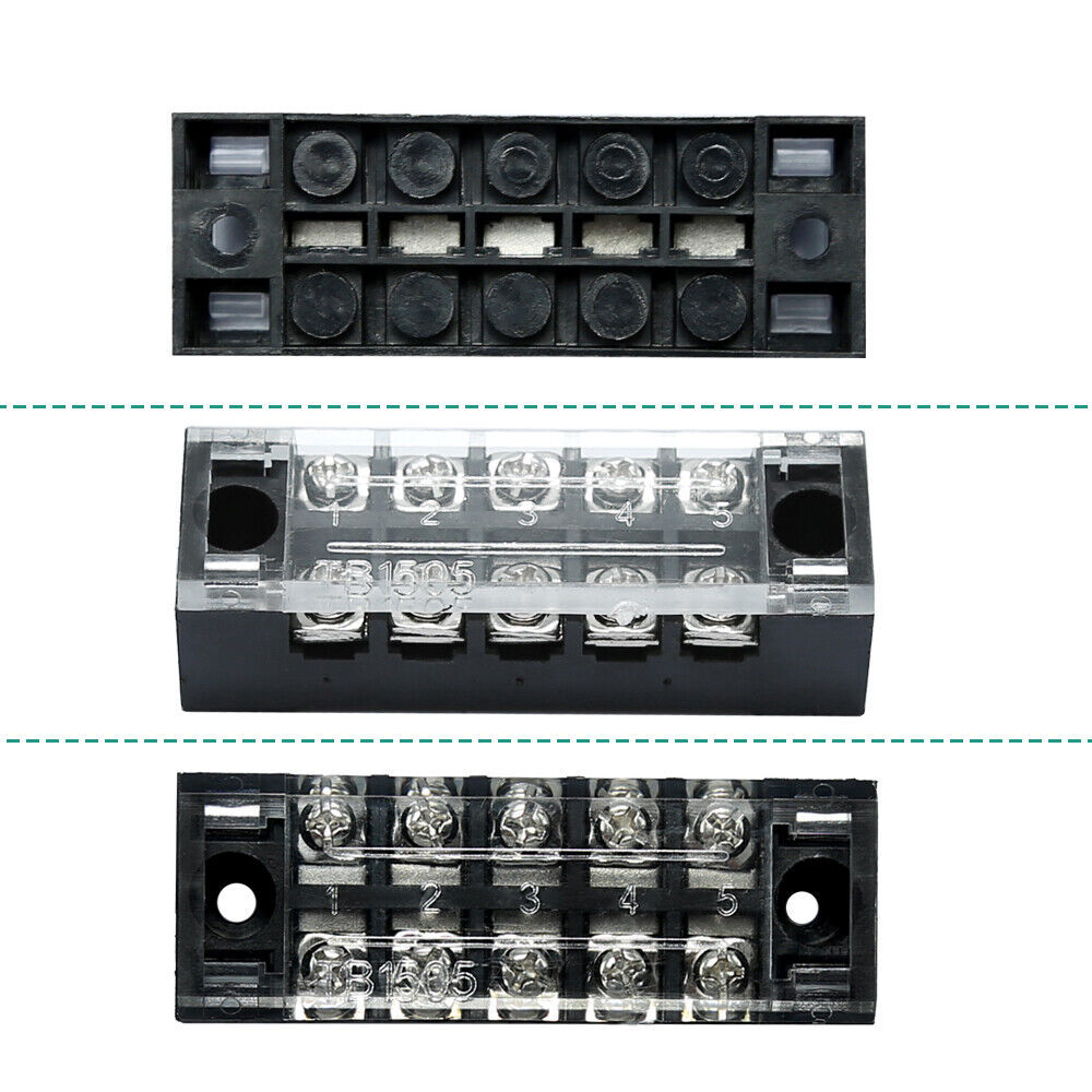 5/10/15Sets 5 Positions Dual Row 600V 15A Screw Terminal Strip Blocks