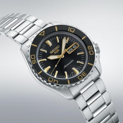 Pre-owned Seiko 5 Sports Sbsa261 Men Watch Japan Black X Gold Automatic Mechanical Diver