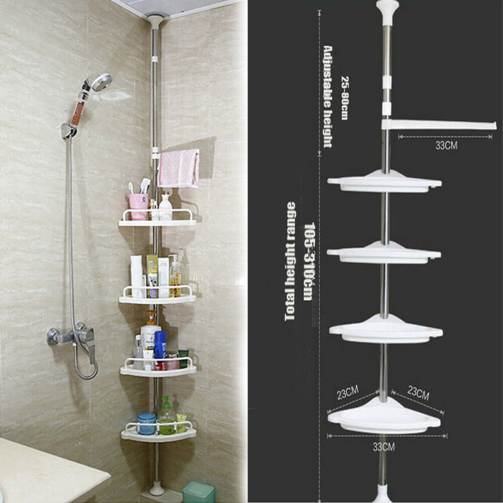 Bathroom Shower Shelf 4 Tier Telescopic Corner Shelf 192 310cm