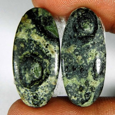 Matched Pair ! Kambaba Jasper Oval Pair Cab+ Natural Gemstones 23.65 Cts.