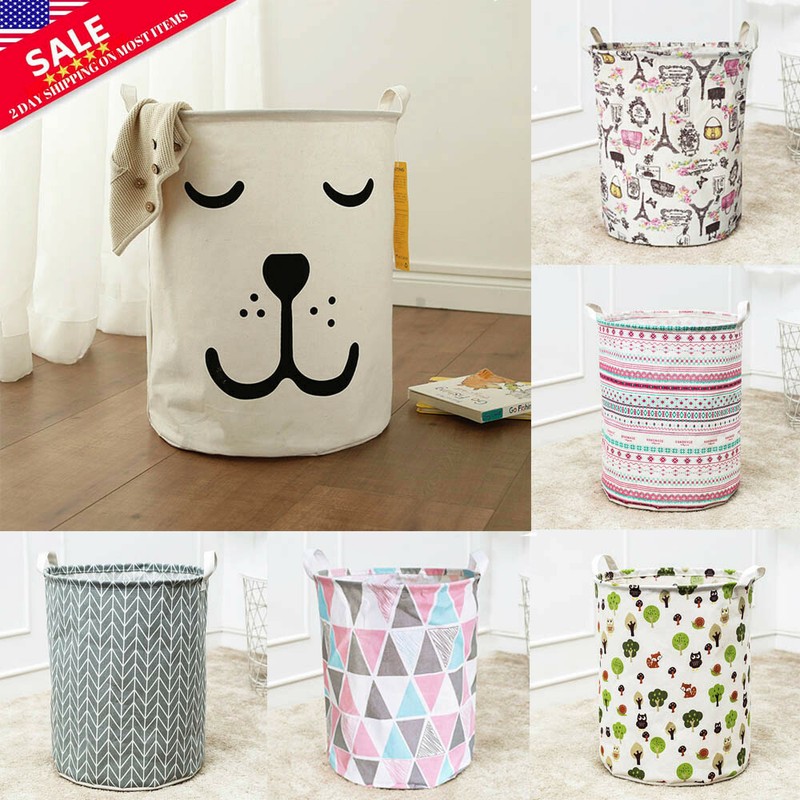 Foldable Large Storage Laundry Hamper Clothes Basket Cotton Laundry Washing Bag