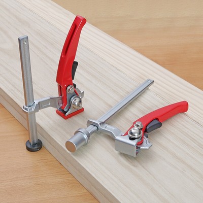 2 Pcs Ratcheting Table Clamp MFT Clamp Wood Clamps 19mm for Guide Rail System
