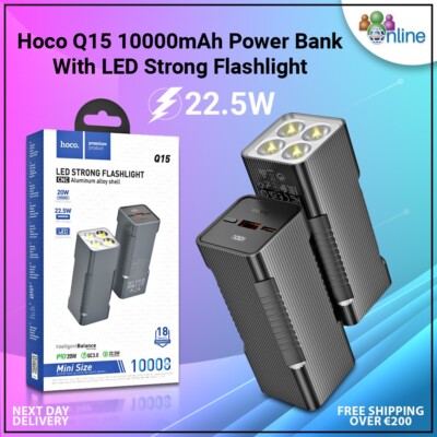 Mobile Power Bank 10000 mAh PD 20W QC 3.0 22.5W Output With LED Strong Flash