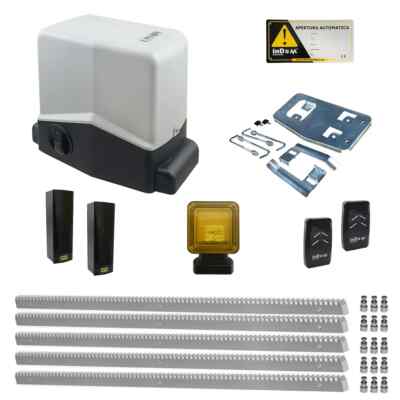 Kit Automation Sliding Gate indem Vio 800 KG 220V+5m Rack Zinc