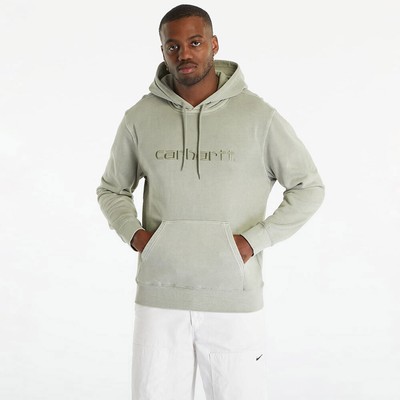 

Мужской пуловер с капюшоном Carhartt WIP, окрашенный в цвет юкка, с вышитым логотипом, Зеленый