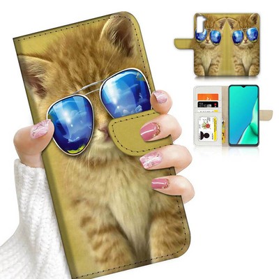 ( For Samsung S22 ) Wallet Flip Case Cover PB23976 Glass Cat