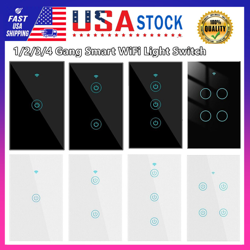 WiFi Smart Wall Touch Light Switch Glass Panel For Alexa/Google