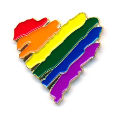 Regenbogen Liebe Love Herz LGBT Pride Edel Metall Button Pin Anstecker 0945
