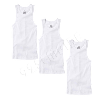Men 100%Cotton Ribbed White Tank Top A-Shirt Wife Beater Undershirts Size:S-2XL