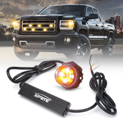 Xprite LED Hide-A-Way Emergency Hazard Warning Strobe Light Bulbs White / Amber