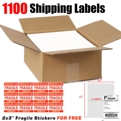 1000+100X 8.5 x 5.5 '' Half Sheet Self Stick Shipping Labels For Ebay Fedex USPS