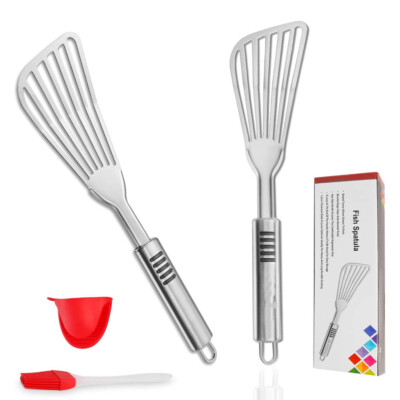 2-pcs Fish Spatula, Upgrade Stainless Steel Premium Spatula Set Cooking