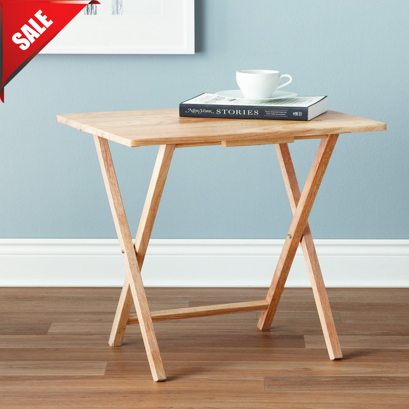 Mainstays Folding Tv Tray Table Dinner Portable Desk Natural 19 X 15 X 26 In