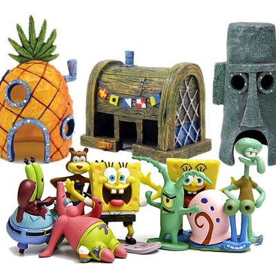Spongebob Squarepants Patrick Squidward House Fish Tank Figurines