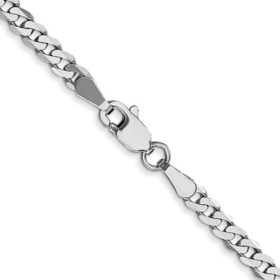Pre-owned Skyjewelers Real 14k White Gold 2.9mm Flat Beveled Curb Chain Bracelet