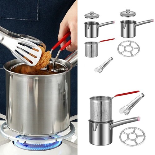 304 Stainless Steel Basket Pot Fryer Fry Deep Frying Fish Strainer with Clamp.