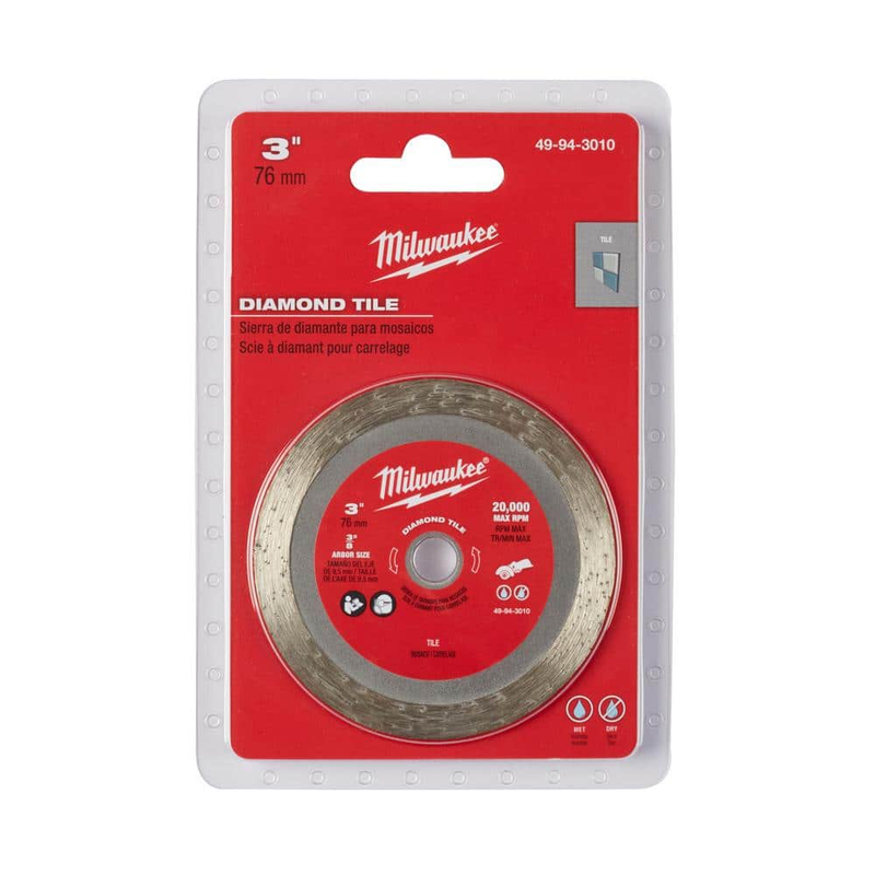 Milwaukee 3 in Diamond Ceramic Porcelain Tile Blade Wheel Angle Grinder Cut Off