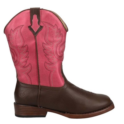 Roper Texsis Square Toe Cowboy Youth Girls Brown, Pink Casual Boots 09-018-1900