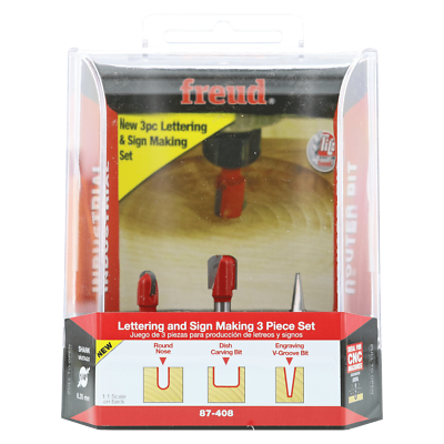 NEW Freud 87 408 3 Piece Lettering Signmaking CNC Router Bit Set