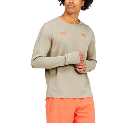 

Puma Crew Neck Long Sleeve Athletic TShirt Mens Size  Casual Tops 521200-42, Зеленый, Puma Crew Neck Long Sleeve Athletic TShirt