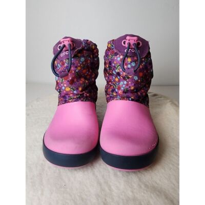 Crocs Crocband Lodgepoint Graphic K Youth Boots Sz 11 U.S/28 E.U Pink Floral