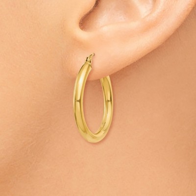 Pre-owned Superdealsforeverything Real 14kt Yellow Gold Polished 3mm Lightweight Tube Hoop Earrings