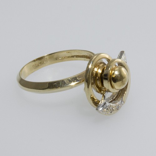 Pre-owned Gems4me Two Swirls Gold Motion Ring - Fl865 In Clear
