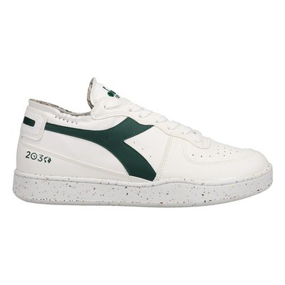 diadora Mi Basket Row Cut 2030 Lace Up Mens Green, White Sneakers Casual Shoes