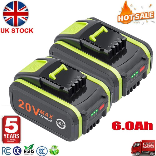 1X 2X 20V 6.0Ah Lithium Battery Replacement For Worx WA3551 WA3553