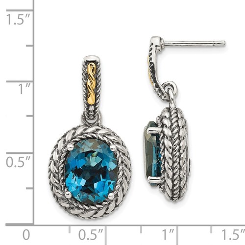 Pre-owned Goldia Sterling Silver W/14k London Blue Topaz Earrings In White