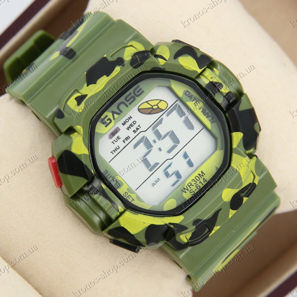 Orologio Sportivo Sanse S-614 Subacqueo Digitale Ragazzi Camouflage Verde lac