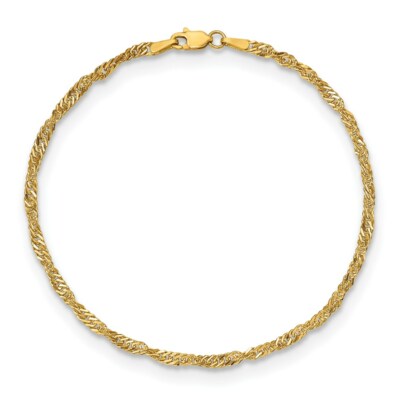 Pre-owned Superdealsforeverything Real 14kt Yellow Gold 2.75mm Lightweight Singapore Chain; 10 Inch; Lobster Clasp