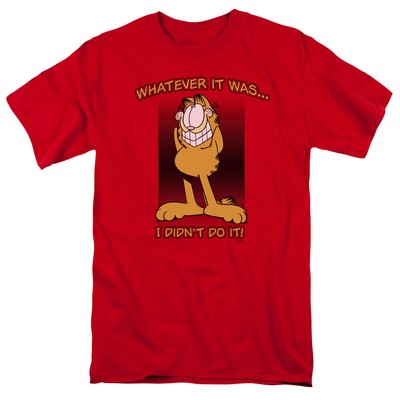 Garfield I Didnt Do It T Shirt Mens Licensed Cat Jim Davis Comics Tee Red