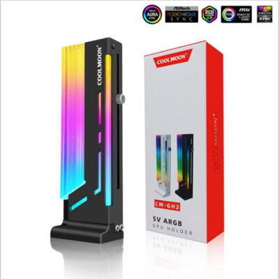 5V 3Pin ARGB VGA Bracket Vertical GPU Support 12pcs LED RGB Graphics PC Stand HU