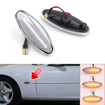 Clear LED Dynamic Side Marker Light Indicator For Jaguar XK8 XKR S-Type XJ X350