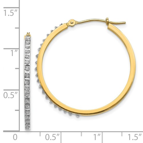 Pre-owned Goldia 14k Diamond Fascination Round Hinged Hoop Earrings In Yellow