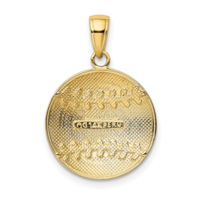 Pre-owned Superdealsforeverything Real 14kt Yellow Gold Polished Baseball Charm