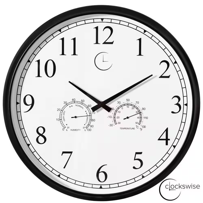 Outdoor Wall Clock Thermometer Hygrometer 18 Inch Waterproof Patio Garden Decor