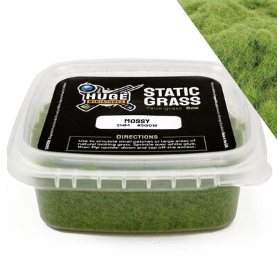 Huge Miniatures Static Grass, Mossy Green 2mm Summer Spring   8oz Container
