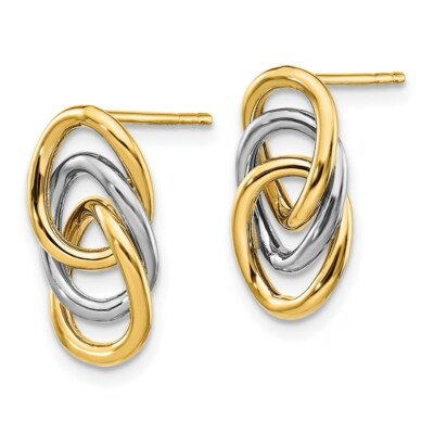 Pre-owned Superdealsforeverything Real 14kt Two-tone Polished Circles Post Earrings