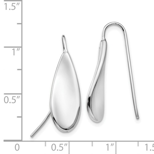 Pre-owned Goldia 14k White Gold Curved Tear Drop Wire Earrings