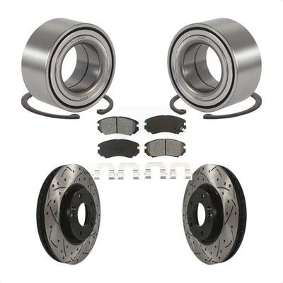 Wheel Bearing Drill Slot Brake Rotor Pad Front Kit For 06-10 Hyundai Sonata 3.3L