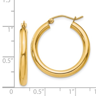 Pre-owned Superdealsforeverything Real 14kt Yellow Gold Polished 3mm Lightweight Tube Hoop Earrings