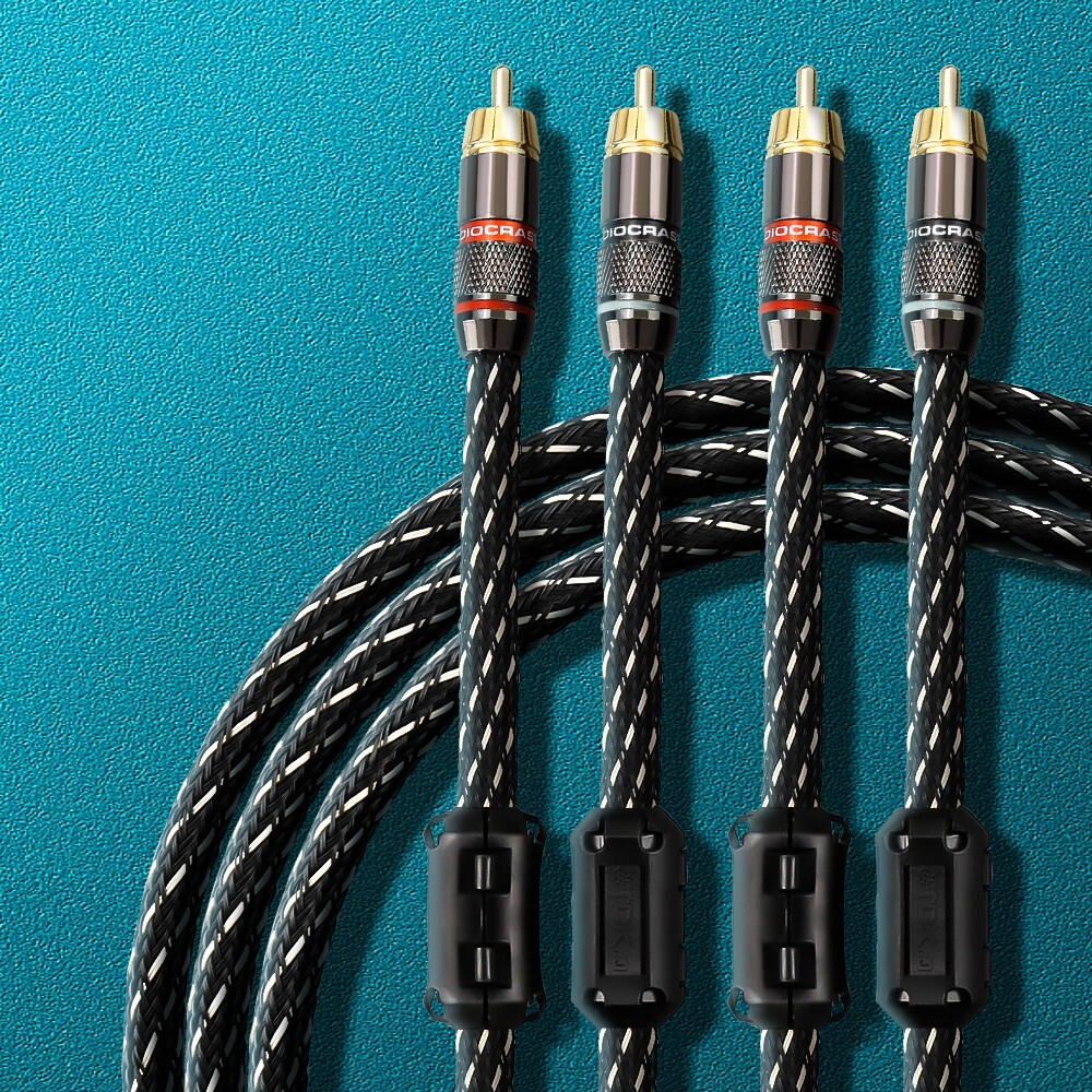 Pair OFC Shielded HiFi RCA Audio Cable Gold Plated RCA Signal Interconnect Cord