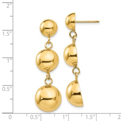 Pre-owned Superdealsforeverything Real 14kt Yellow Gold Polished Half Ball Dangle Earrings