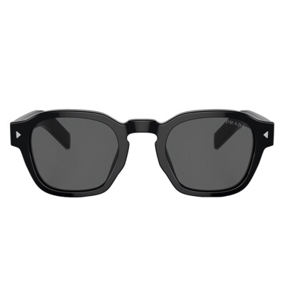 Pre-owned Prada Pr A16s 16k731 Black Plastic Square Sunglasses Grey Lens In Gray